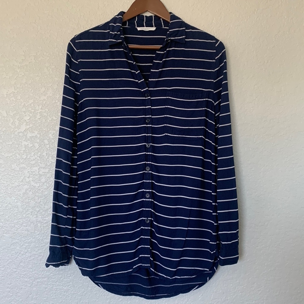 beachlunchlounge Navy Striped Long Sleeve Shirt